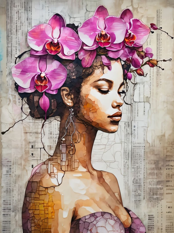 BELEZA COM FLORES DE ORQUÍDEA BY AI