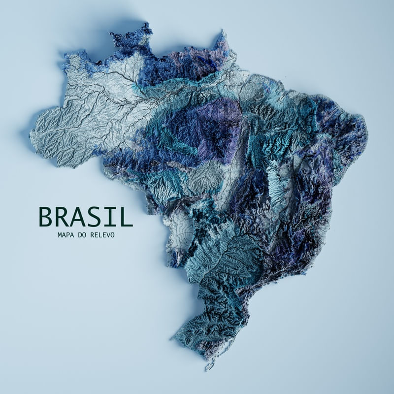 MAPA DO RELEVO DO BRASIL EM AZUL