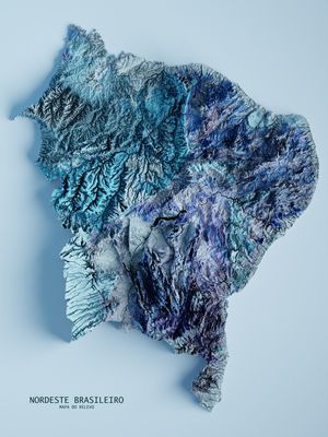 MAPA DO RELEVO DO NORDESTE BRASILEIRO EM AZUL