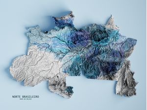 MAPA DO RELEVO DO NORTE BRASILEIRO EM AZUL