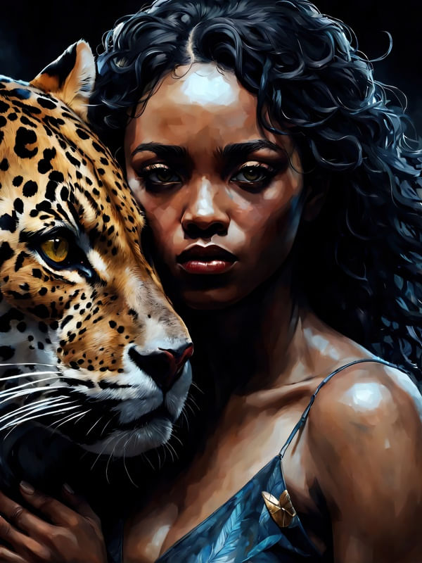 AFRO WOMAN E ONÇA BY AI