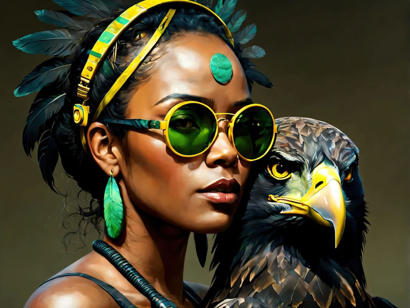 MULHER COM ÁGUIA BY AI
