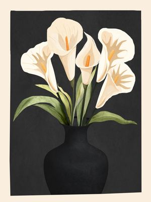 A VASE WITH CALLA LILIES