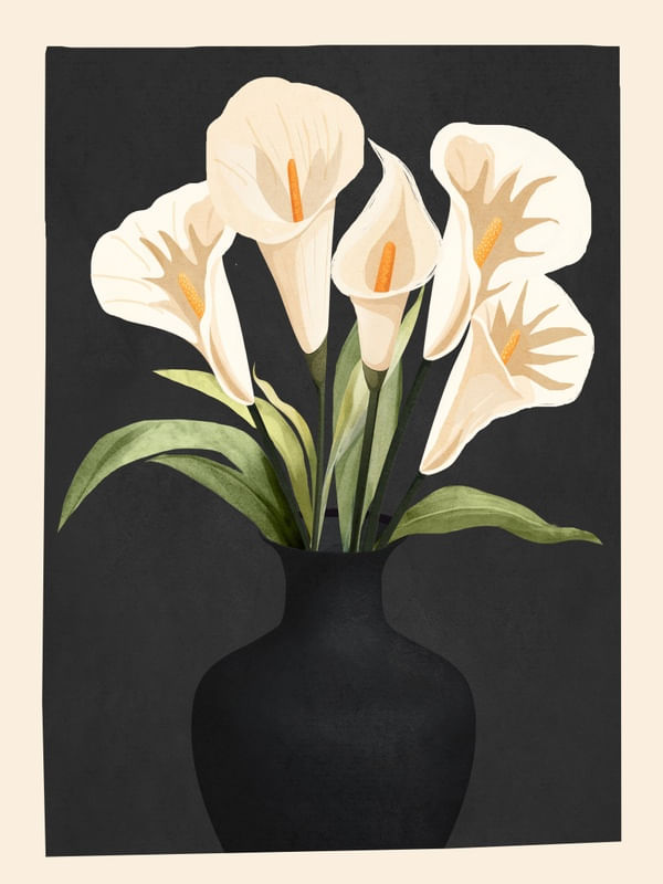 A VASE WITH CALLA LILIES