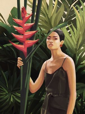 WOMAN IN TROPICAL FOREST 1