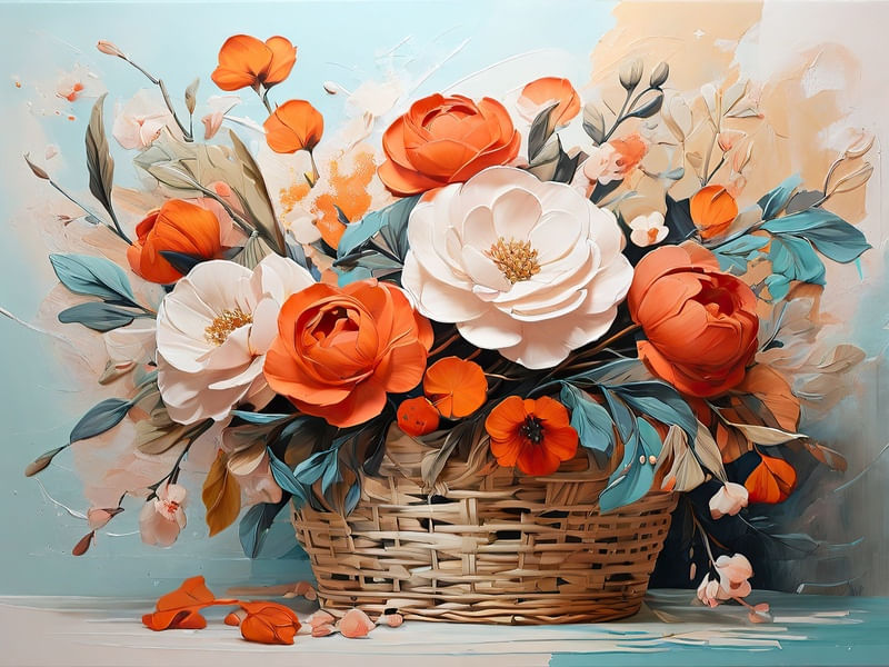 CESTA COM FLORES I BY AI