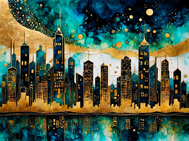 CIDADE DOURADA II ESTILO KLIMT BY AI