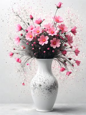 VASO BRANCO ELEGANTE COM FLORES BY AI