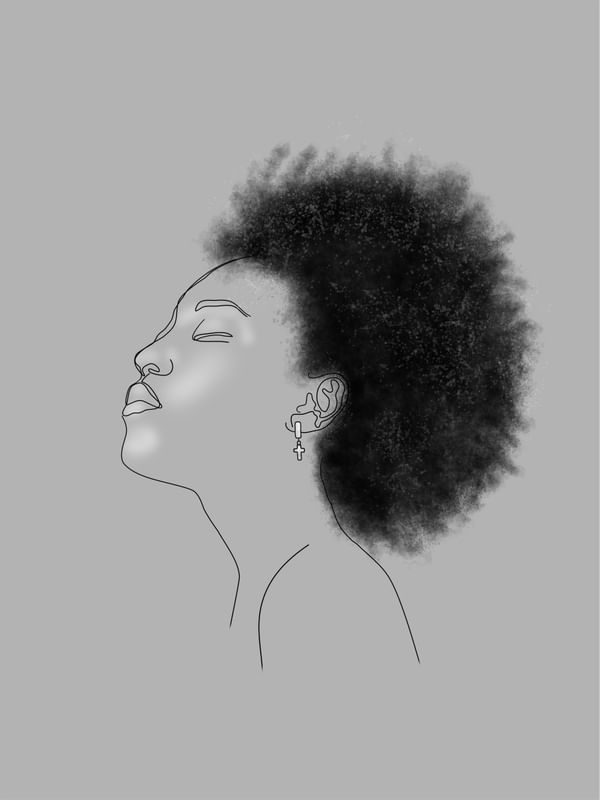 MULHER NEGRA TRAÇO SOBRE CINZA 01