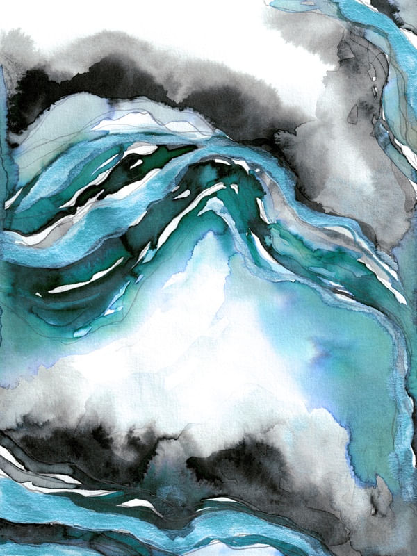 ETERNAL ARC 5 CERCETA TURQUESA ELEGANTE ORGANICO NUVENS PINTURA