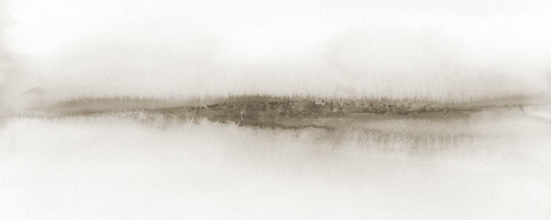 ABSTRACT WATERCOLOR LANDSCAPE LIGHT BROWN - PANORAMIC