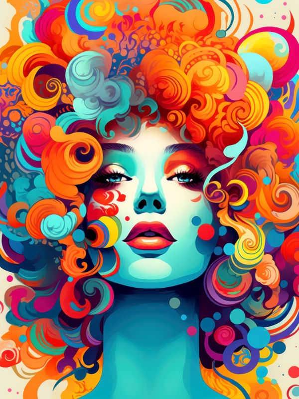 PSYCHEDELIC CURLY HAIR BY AI