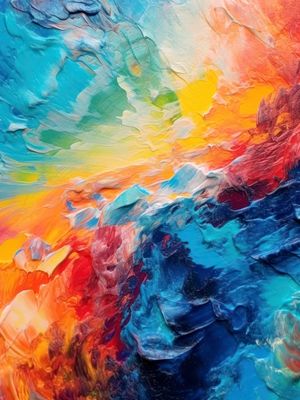 COLORFUL ABSTRACT PAINTING ON A CANVAS BY AI