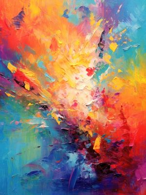 COLORFUL ABSTRACT PAINTING ON A CANVAS - 2 - BY AI