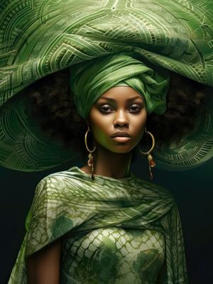 AFRICAN WOMAN GREEN FASHION WEEK - 1 - BY AI