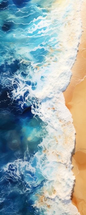 WATERCOLOR PAINTING OF THE OCEAN AND A GOLDEN BEACH 10 - BY AI