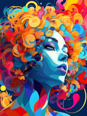 PSYCHEDELIC CURLY HAIR - 2 - BY AI