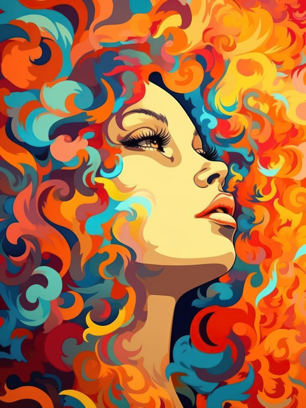 PSYCHEDELIC CURLY HAIR - 4 - BY AI