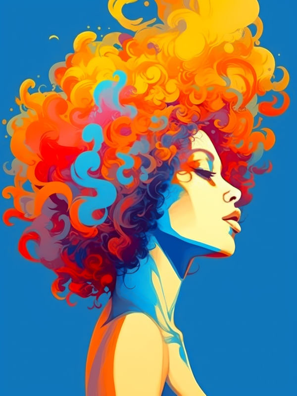 PSYCHEDELIC CURLY HAIR - 5 - BY AI