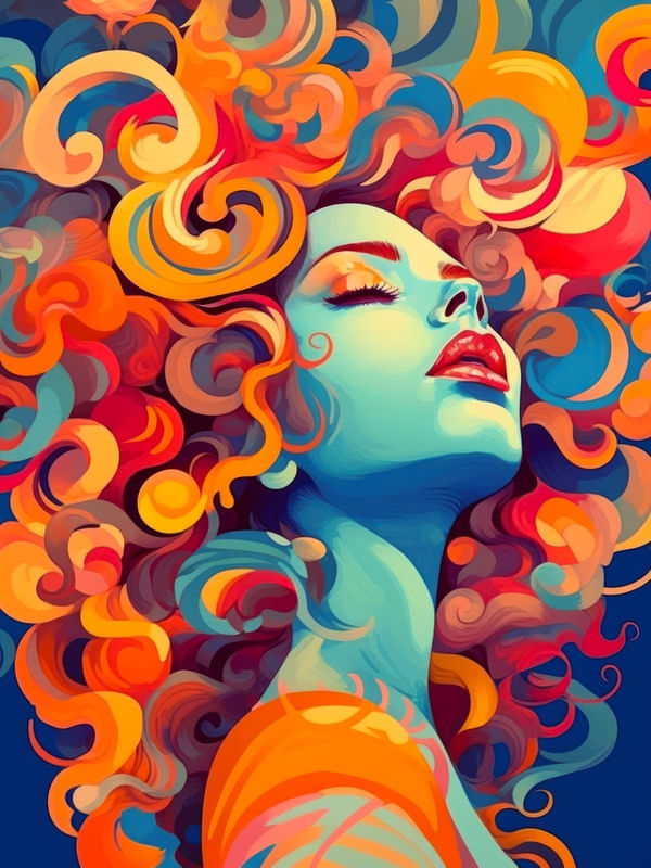 PSYCHEDELIC CURLY HAIR - 6 - BY AI