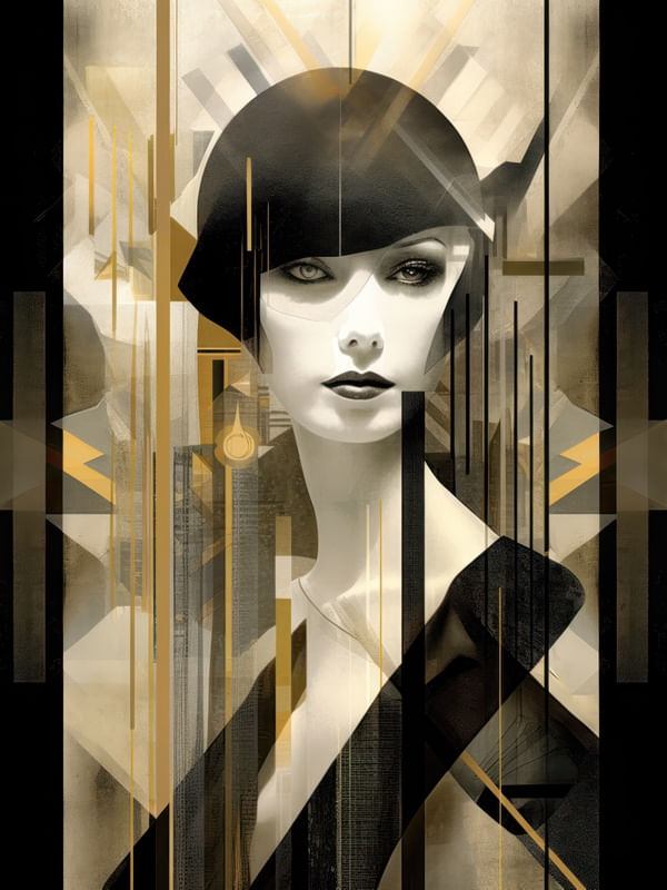 DECO COLLAGE OF WOMAN BY AI