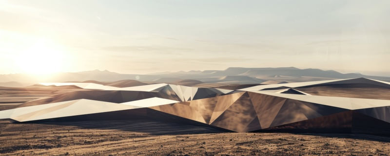 LANDSCAPE WITH GEOMETRIC ELEMENTS BY AI