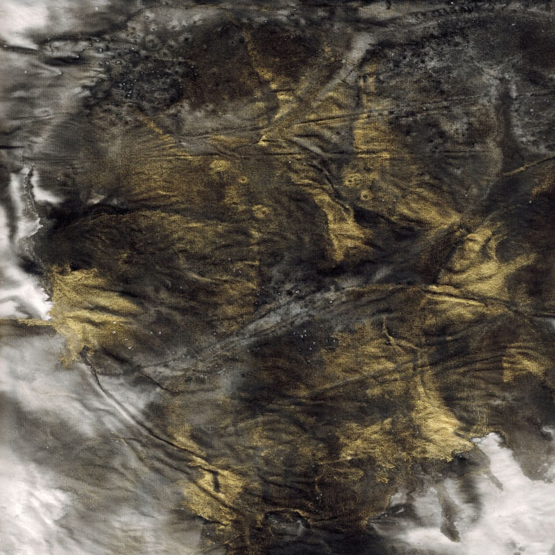 GILT AND SHADOW 8 QUADRADO ABSTRATO NEUTRO DOURADA NUVENS ORGANICO PINTURA