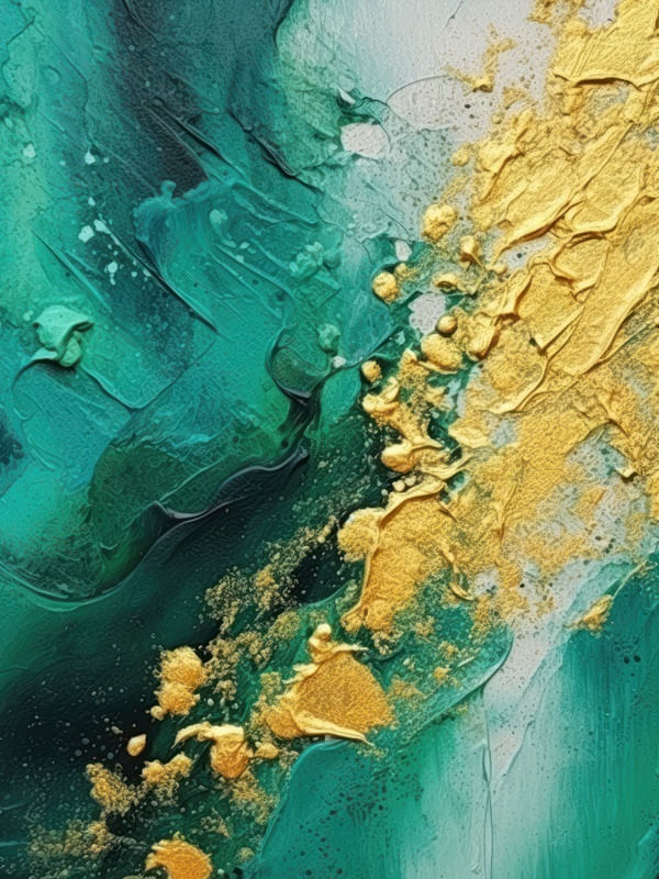 GREEN AND GOLD ABSTRACT PAINTING BY AI
