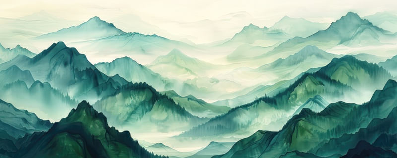 GREEN ABSTRACT MOUNTAINS BY AI