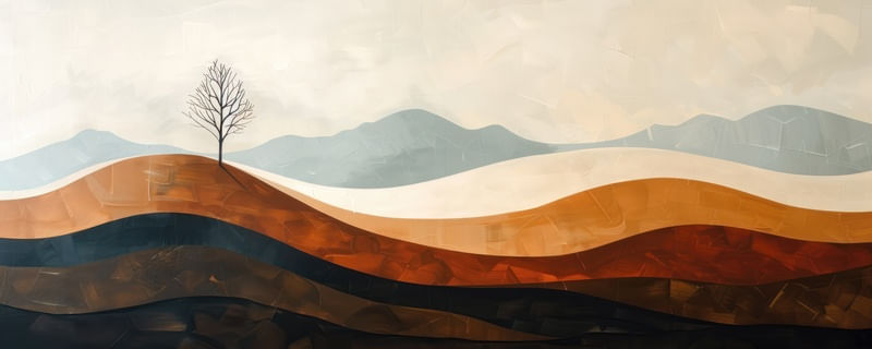 LITTLE TREE IN SIMPLE GEOMETRIC LANDSCAPE BY AI