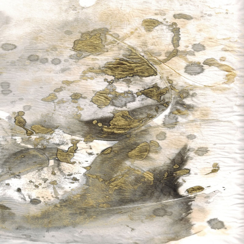 GILT AND SHADOW 1 QUADRADO ABSTRATO NEUTRO DOURADA NUVENS ORGANICO PINTURA
