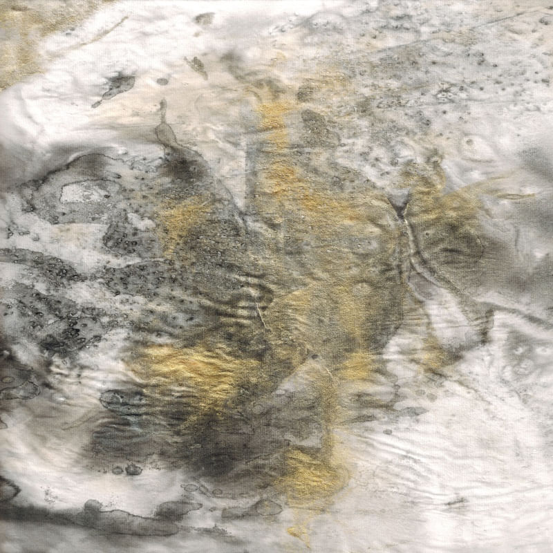 GILT AND SHADOW 4 QUADRADO ABSTRATO NEUTRO DOURADA NUVENS ORGANICO PINTURA