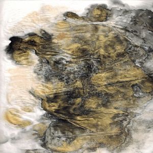 GILT AND SHADOW 5 QUADRADO ABSTRATO NEUTRO DOURADA NUVENS ORGANICO PINTURA