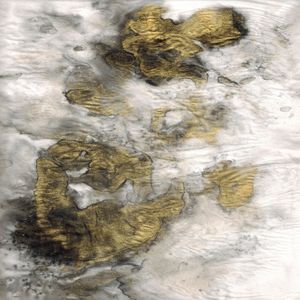 GILT AND SHADOW 6 QUADRADO ABSTRATO NEUTRO DOURADA NUVENS ORGANICO PINTURA
