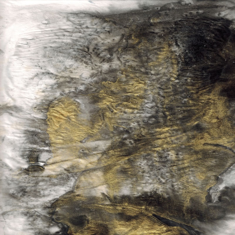 GILT AND SHADOW 10 QUADRADO ABSTRATO NEUTRO DOURADA NUVENS ORGANICO PINTURA