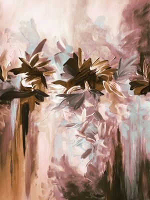 DECONSTRUCTING THE GARDEN 1 MUTED - ABSTRATO FLORAIS COLORIDO BOTANICO PINTURA