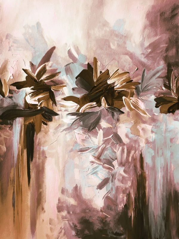 DECONSTRUCTING THE GARDEN 1 MUTED - ABSTRATO FLORAIS COLORIDO BOTANICO PINTURA