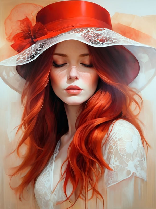 BELEZA RUIVA EM CHAPÉU DE RENDA I BY AI