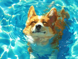 ETHEREAL CORGI IN LIQUID BLISS BY AI