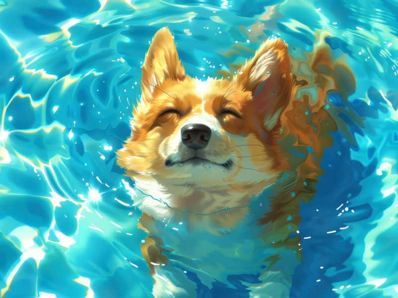 ETHEREAL CORGI IN LIQUID BLISS BY AI