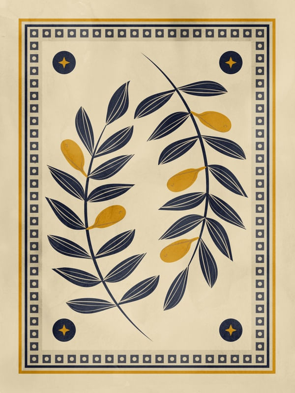 NEW TAPESTRY - FOLHAGEM DE OLIVEIRA - AZUL E BEGE