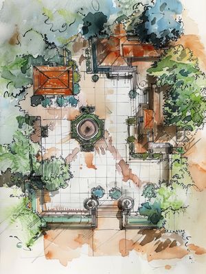 SKETCH OF AN INTERNAL COURTYARD BY AI