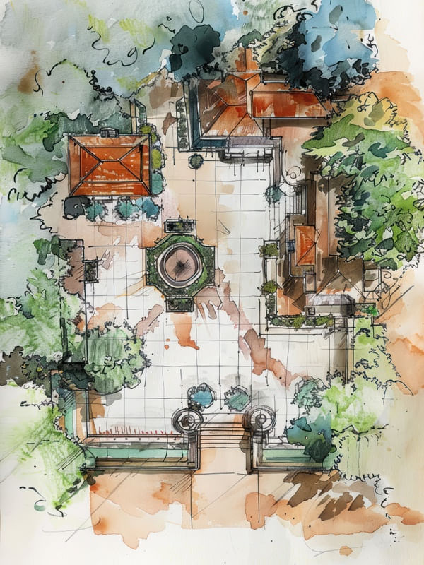 SKETCH OF AN INTERNAL COURTYARD BY AI