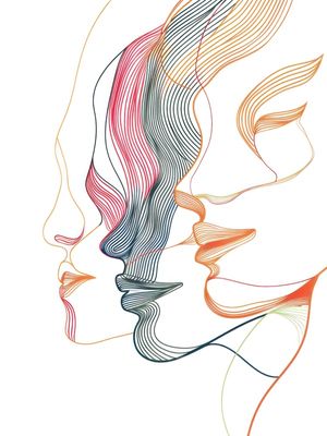 A WOMAN WITH MANY SMILES BY AI