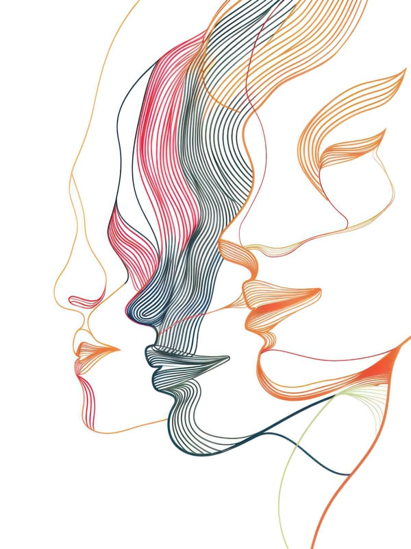 A WOMAN WITH MANY SMILES BY AI