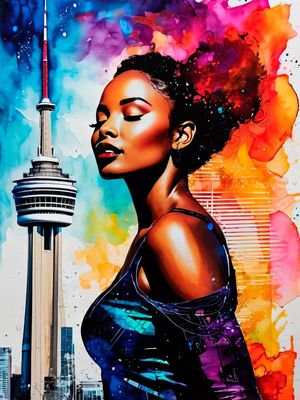 BELEZA AFRO EM SKYLINE URBANO V BY AI