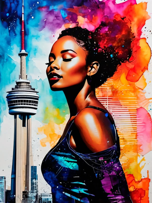 BELEZA AFRO EM SKYLINE URBANO V BY AI