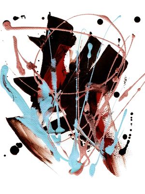 NO EXCUSES 5 AZUL VERMELHO - ABSTRATO ORGANICO ELEGANTE PINTURA