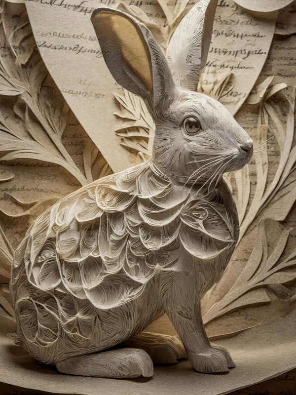 VINTAGE PAPER RABBIT - BY AI