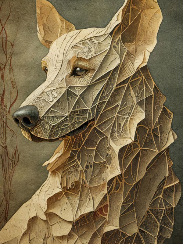 VINTAGE PAPER DOG - BY AI